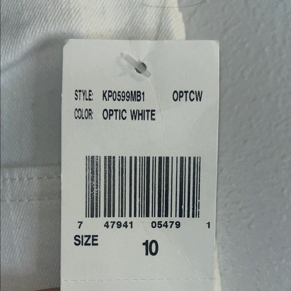 KUT From the Kloth Crop Jeans Distressed Button Fly‎ White Denim Size 10 NWT - Picture 3 of 9